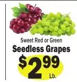 Sellers Bros Sweet Red or Green Seedless Grapes offer