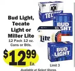 Sellers Bros Bud Light, Tecate Light or Miller Lite offer