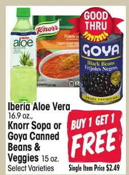 Jewel-Osco Iberia Aloe Vera 16.9 oz., Knorr Sopa or Goya Canned Beans & Veggies 15 oz offer