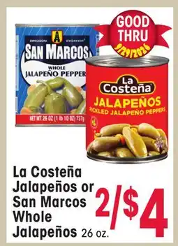 Jewel-Osco La Costeña Jalapeños or San Marcos Whole Jalapeños offer