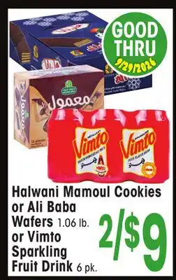 Jewel-Osco Halwani Mamoul Cookies or Ali Baba Wafers 1.06 lb. or Vimto Sparkling Fruit Drink 6 pk offer