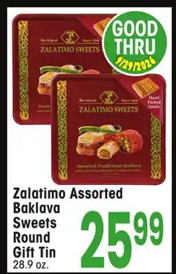 Jewel-Osco Zalatimo Assorted Baklava Sweets Round Gift Tin offer