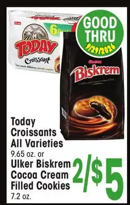 Jewel-Osco Today Croissants All Varieties 9.65 oz. or Ulker Biskrem Cocoa Cream Filled Cookies 7.2 oz offer