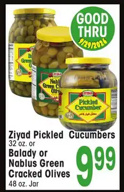 Jewel-Osco Ziyad Pickled Cucumbers 32 oz. or Balady or Nablus Green Cracked Olives 48 oz. Jar offer