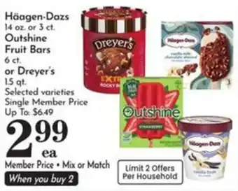 Haagen-Dazs Outshine Fruit Bars or Dreyer's