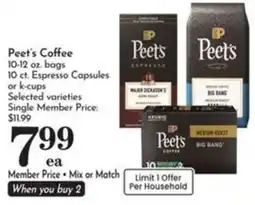 Pavilions Peet's Coffee offer