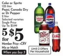 Pavilions Coke or Sprite, Pepsi, Canada Dry or Dr Pepper offer