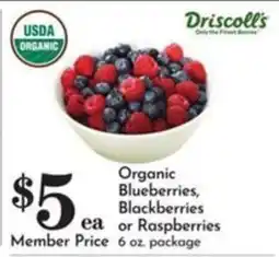 Pavilions Driscoll's Organic Blueberries, Blackberries or Raspberries offer