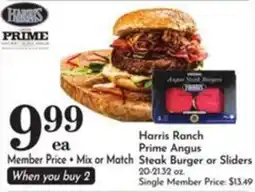 Pavilions Harris Ranch Prime Angus Steak Burger or Sliders offer