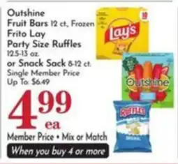 Pavilions Outshine Fruit Bars or Frito Lay Party Size Ruffles offer