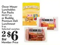 Pavilions Oscar Mayer Lunchables Fun Packs or Buddig Premium Deli Lunchmeat offer