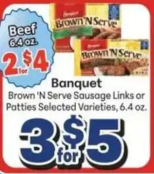 Save a Lot Banquet Brown N Serve Sausage Links or Patties offer