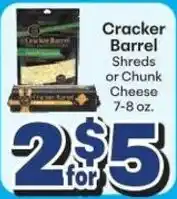 Save a Lot Cracker Barrel Shreds or Chunk Cheese offer