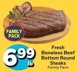Save a Lot Fresh Boneless Beef Bottom Round Steaks Family Pack offer