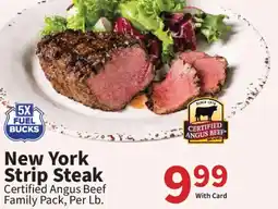 Food City New York Strip Steak Certified Angus Beef offer