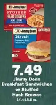Schnucks Jimmy Dean Breakfast Sandwiches or Stuffed Hash Browns offer