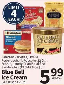 Food City Orville Redenbacher's Popcorn or Jimmy Dean Breakfast Sandwiches or Blue Bell Ice Cream offer