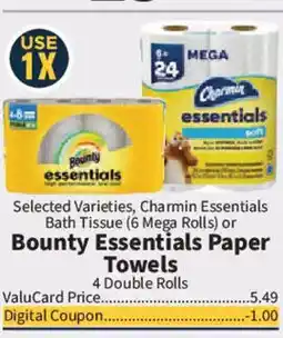 Food City Charmin Essentials Bath Tissue or Bounty Essentials Paper Towels offer