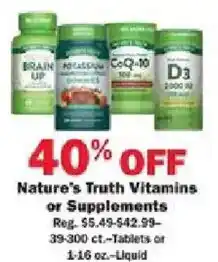 Schnucks Nature's Truth Vitamins or Supplements offer