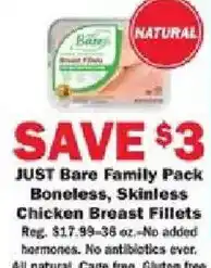 Schnucks Bare Family Pack Boneless, Skinless Chicken Breast Fillets offer