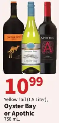 Food City Yellow Tail, Oyster Bay or Apothic offer