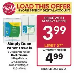 Big Y Simply Done Paper Towels offer