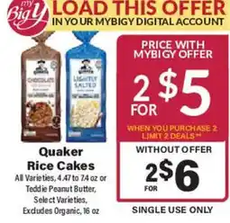 Big Y Quaker Rice Cakes offer