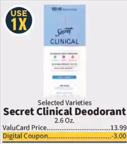 Food City Secret Clinical Deodorant offer