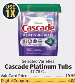 Food City Cascade platinum tubs offer
