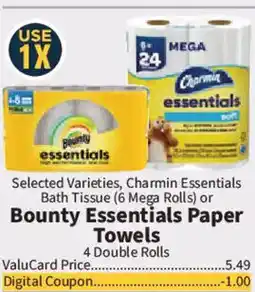 Food City Charmin Essentials Bath Tissue or Bounty Essentials Paper Towels offer