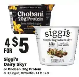 Big Y Siggis Dairy Skyr or Chobani 20g Protein offer