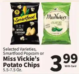 Food City Smartfood popcorn or Miss Vickie's potato chips offer