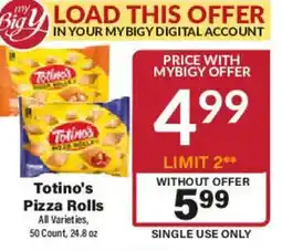 Big Y Totino's Pizza Rolls offer