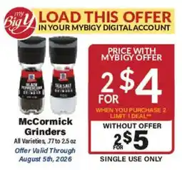 Big Y McCormick Grinders offer