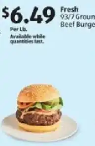 Aldi Fresh Ground Beef Burger offer
