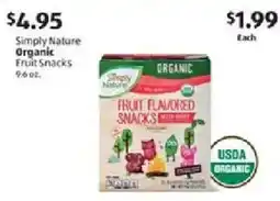 Aldi Simply Nature organic fruit snacks offer