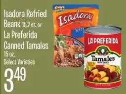 Jewel-Osco Isadora Refried Beans or La Preferida Canned Tamales offer