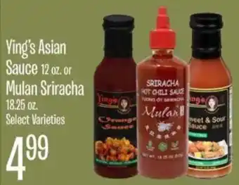 Jewel-Osco Ying's Asian Sauce or Mulan Sriracha offer