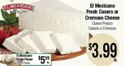 Big Saver Foods El Mexicano Fresh Casero or Cremoso Cheese offer
