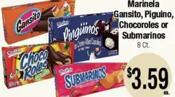 Big Saver Foods Marinela Gansito, Piguino, Chocoroles or Submarinos offer