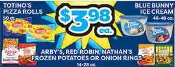 Torres Supermercado TOTINO'S PIZZA ROLLS, ARBY'S RED ROBIN, NATHAN'S FROZEN POTATOES OR ONION RINGS offer