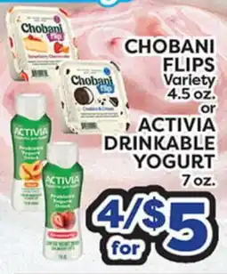 Torres Supermercado CHOBANI FLIPS ACTIVIA DRINKABLE YOGURT offer