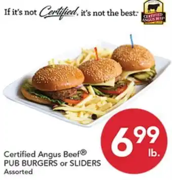Pete's Fresh Market Certified Angus Beef PUB BURGERS or SLIDERS offer