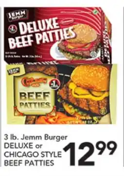 Pete's Fresh Market 3 lb. Jemm Burger DELUXE or CHICAGO STYLE BEEF PATTIES offer