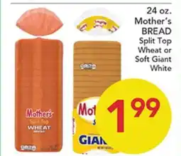 Pete's Fresh Market 24 oz. Mother's BREAD Split Top Wheat or Soft Giant White offer