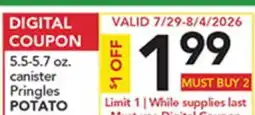 Pete's Fresh Market 5.5-5.7 oz. canister Pringles POTATO offer