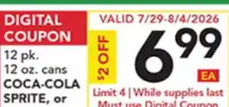 Pete's Fresh Market 12 pk. 12 oz. cans COCA-COLA, SPRITE, or offer