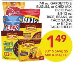 Pete's Fresh Market GARDETTOS BUGLES, or CHEX MIX, Old El Paso RICE, BEANS, or TACO SAUCE or TACO SHELLS offer