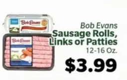 Living Fresh Market Bob Evans Sausage Rolls, Links or Patties offer