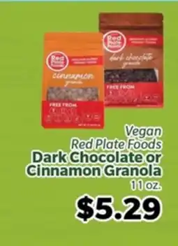 Living Fresh Market Red Plate Foods Dark Chocolate or Cinnamon Granola offer